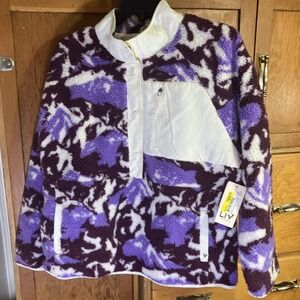 Liv Outdoor Women's L Fleece Quarter Snap Pullover Purple Mountains Camo